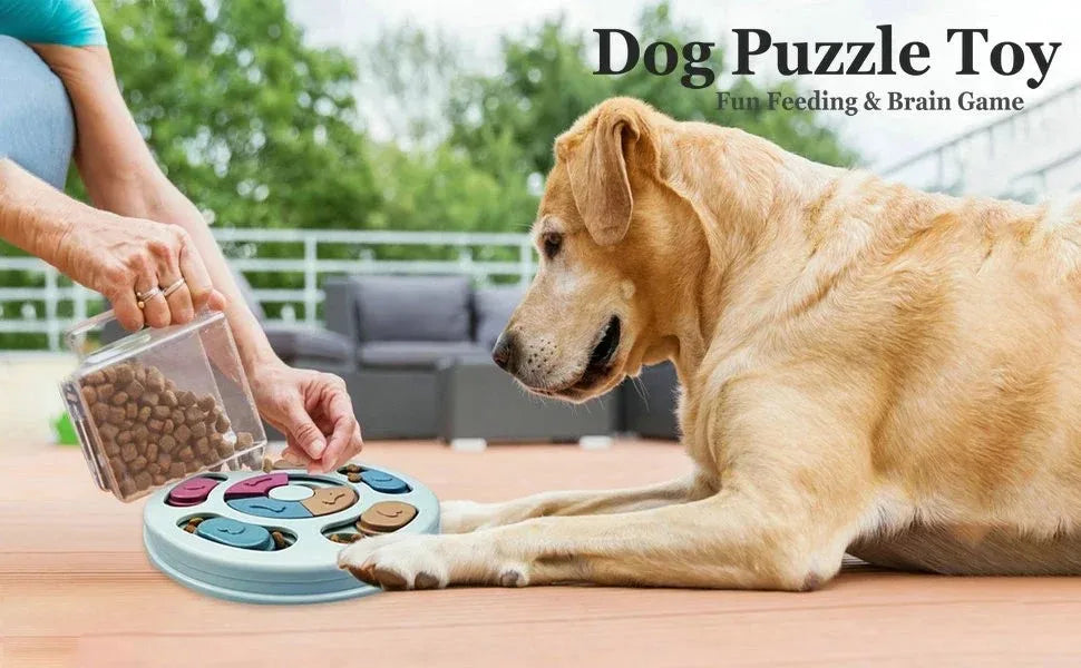 Dog Puzzle Toys Slow Food Dispenser Feeding Interactive Plate Bowl Non-Slip Anti-choking Increase IQ Cat Dogs Training Games