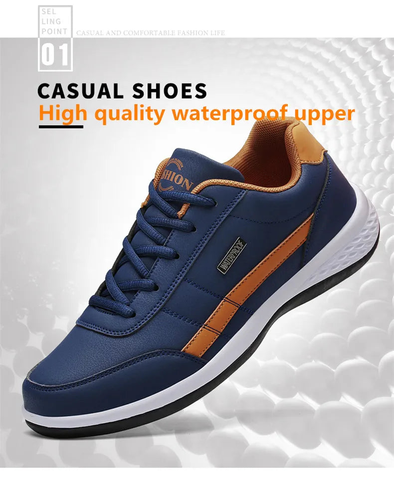 Leather Men Shoes Sneakers Trend Casual Shoe Italian Breathable Leisure Male Sneakers Non-slip Footwear Men Vulcanized Shoes