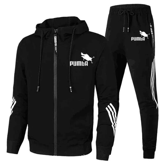 Men's 2 Piece Zipper Jacket and Pants, Winter Jacket, Casual Sportswear, Sweatshirt, Sports Suit, Men's Clothing, Brand