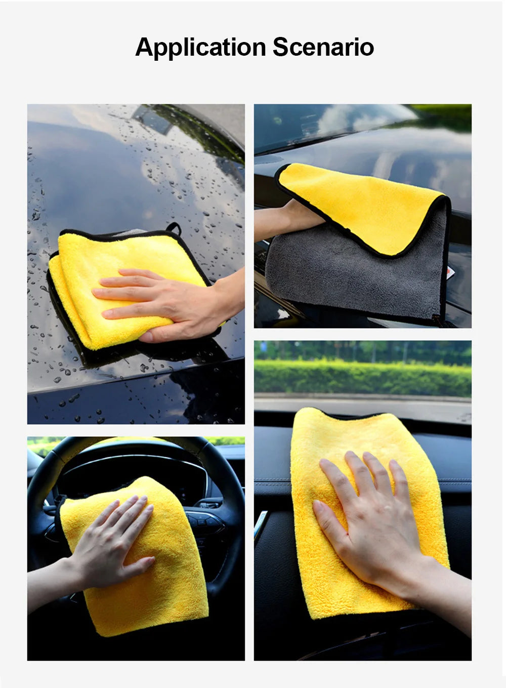 Car Wash Microfiber Towel 30x30/60CM Car Cleaning Drying Cloth Hemming Car Care Cloth Detailing Car Wash Towel