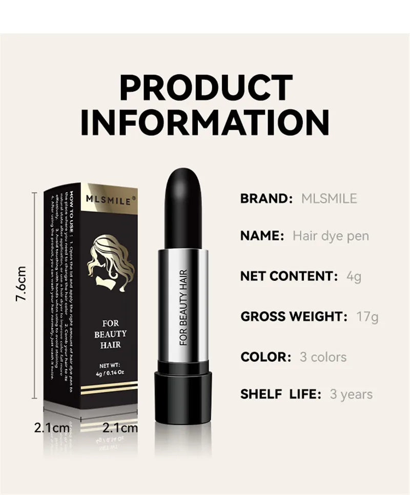 Temporary Hair Dye Pen Covering Gray Hair Lipstick Style Hair Line Shadow Cream Instantly BlackBrown Root Cover Up Concealer Pen