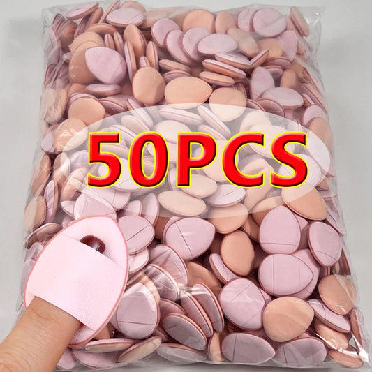 Finger Thumb Makeup Puff Soft Mini Air Cushion Concealer Cosmetic Puff Liquid Foundation Blush Powder Sponge Beauty Tools 50PCS