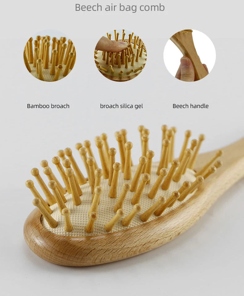 Newborn Baby Wooden Brush Baby Natural Wool Comb Newborn Hair Brush Infant Head Massager Portable Bath Brush Comb for Kids