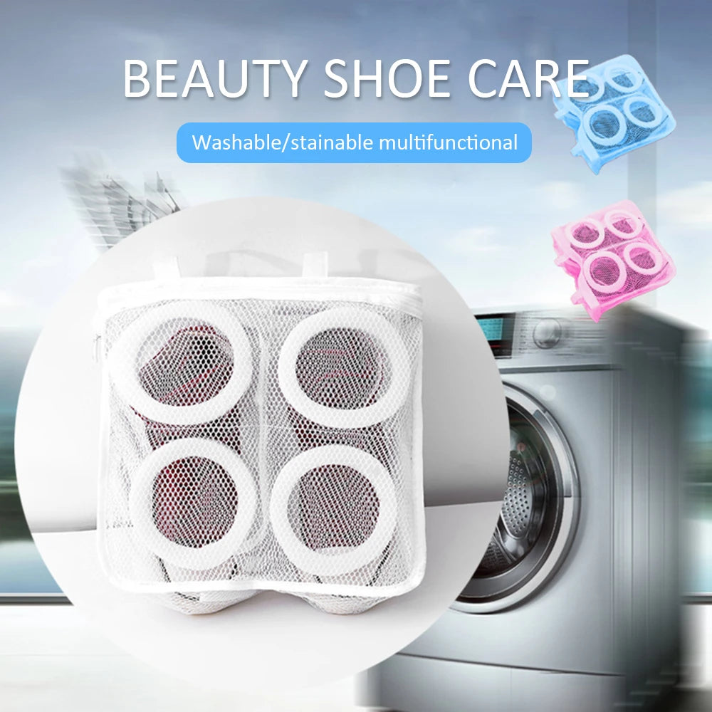 Mesh Washing Machine Shoes Bag Anti-deformation Zipper Laundry Bag Travel Shoes Clothes Storage Bags Shoes Airing Dry Tool