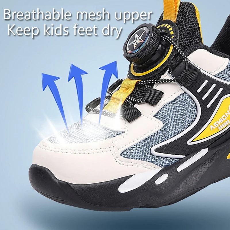 New Anti-skid Breathable Kids Sneakers for Boys Running Walking Lightweight Casual Shoes With Swivel Buckle Design