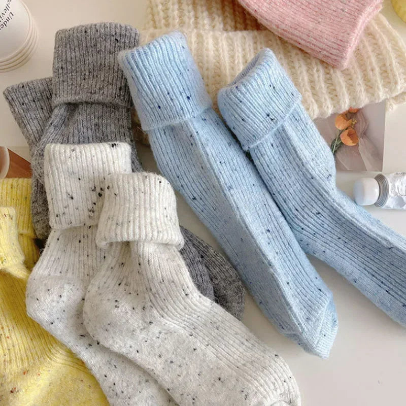 1pairs Soft Socks Women's Female Winter Warm Women Socks Super Thicker Solid Sheep Wool Against Cold Snow Thermal Socks