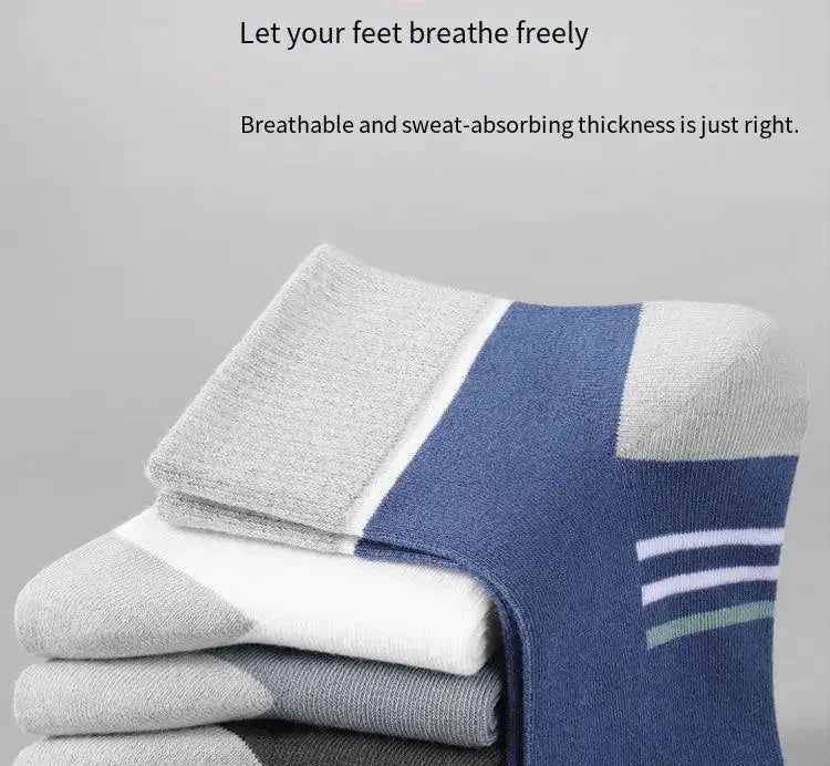 Men's Pure Cotton Socks Spring Striped Casual Socks Men's Anti-odor Antibacterial Business Socks High Quality Sports Sock Meias