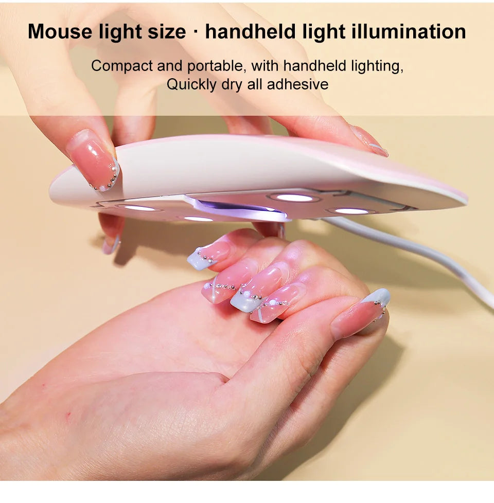 6W Mini Nail Dryer Machine Portable 6 LED UV Manicure Lamp Home Use Nail Lamp For Drying Polish Varnish With USB Cable