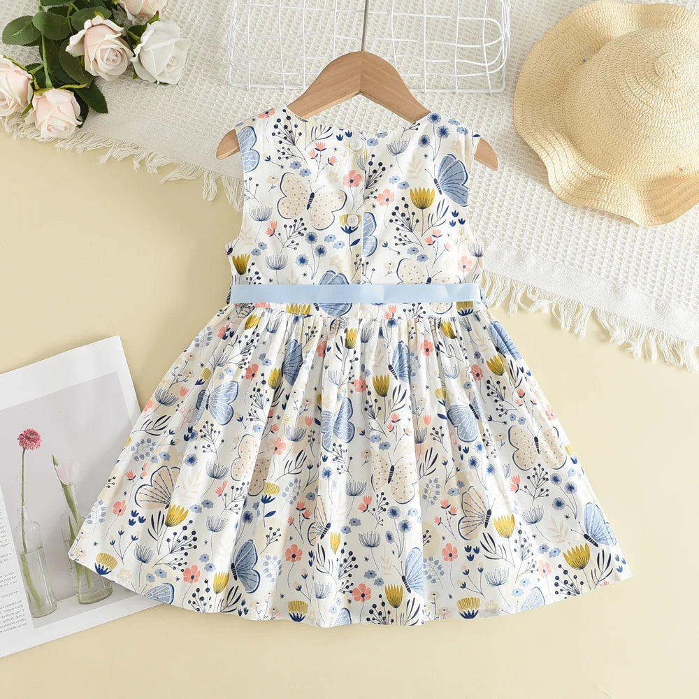 Melario Bow Girl Princess Dress New Summer Kid Girls Dress Floral Sweet Children Party Suits Butterfly Costume Children Clothing