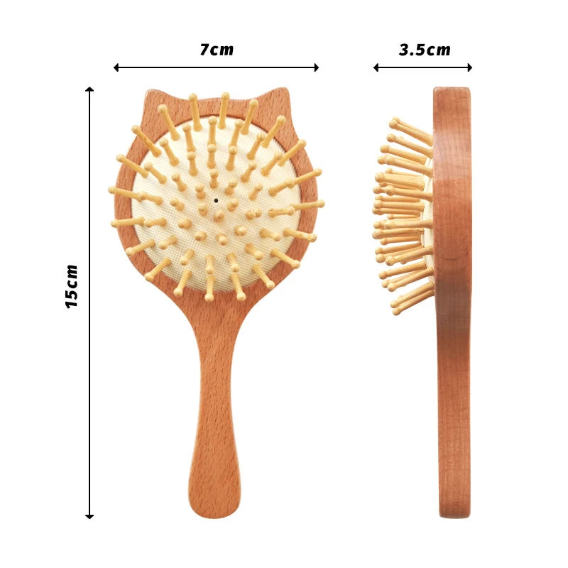 Newborn Baby Wooden Brush Baby Natural Wool Comb Newborn Hair Brush Infant Head Massager Portable Bath Brush Comb for Kids