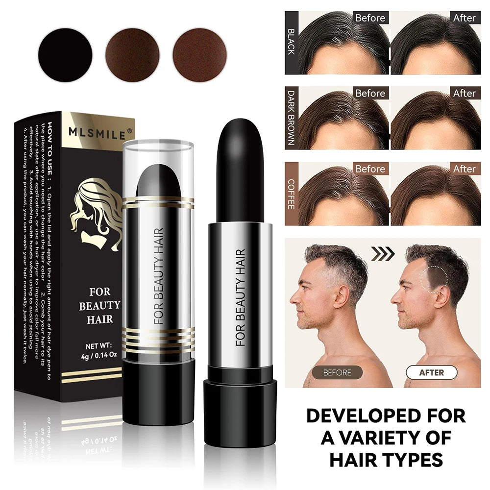 Temporary Hair Dye Pen Covering Gray Hair Lipstick Style Hair Line Shadow Cream Instantly BlackBrown Root Cover Up Concealer Pen