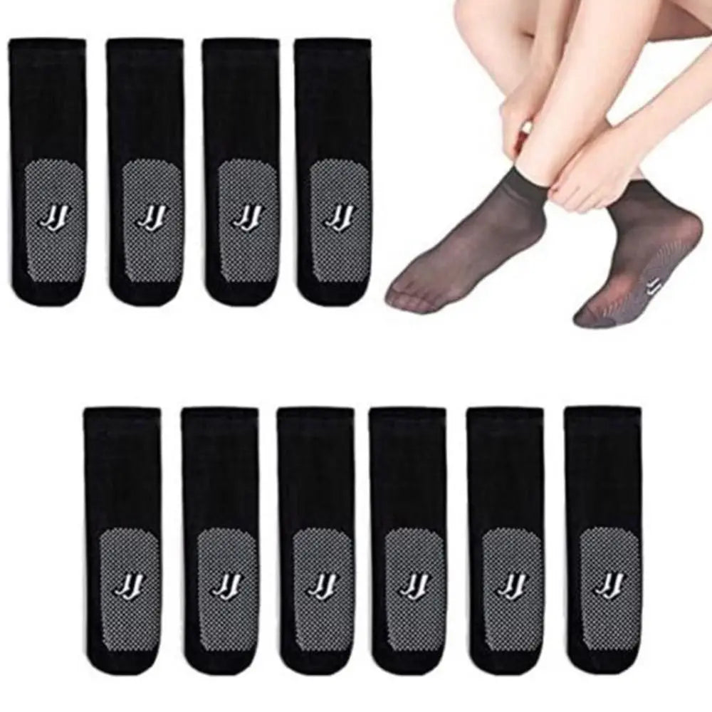 5Pair New Slip-resistant Massage Bottom Short Stockings Invisible Crystal Silk Socks Non-marking Silk Sheer Ankle Socks