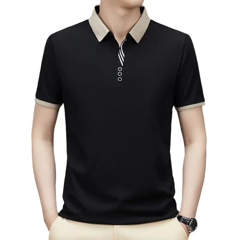 2024 Men's Summer New Business Casual Short sleeved T-shirt Men's Fashion Versatile Thin POLO Polo Collar Top