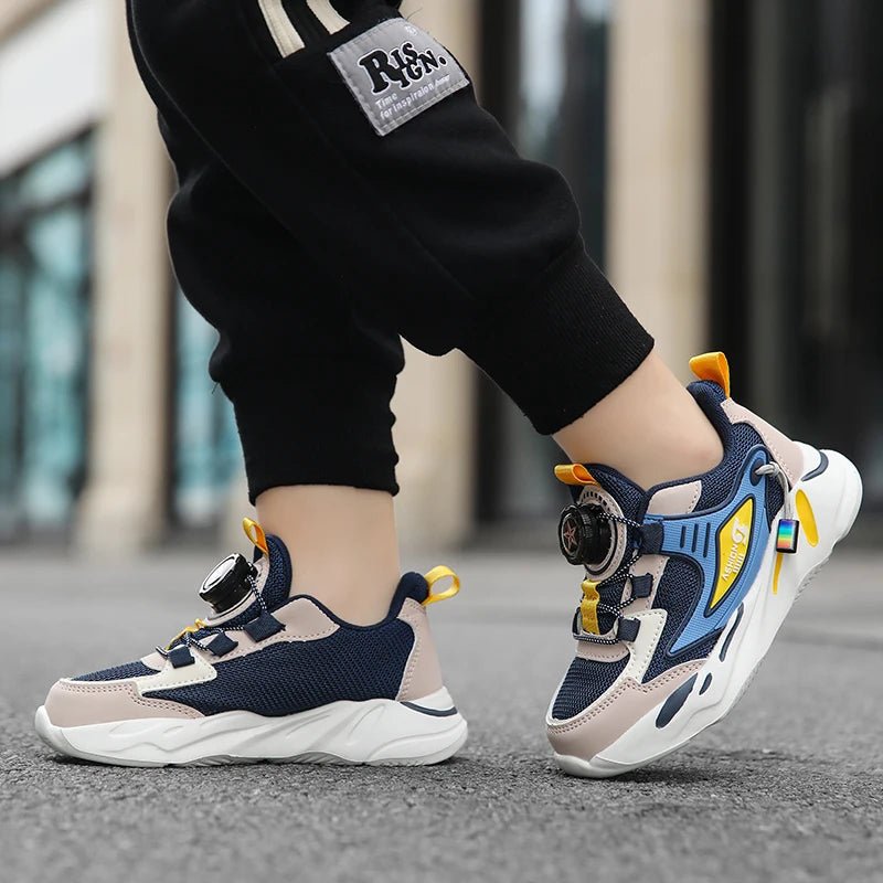 New Anti-skid Breathable Kids Sneakers for Boys Running Walking Lightweight Casual Shoes With Swivel Buckle Design