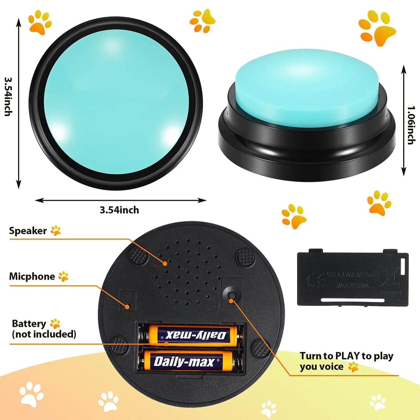 Funny Dog Recordable Pet Toys Travel Talking Pet Starters Dog Speaking Buttons Portable Cute Pet Supplies Communication Dog