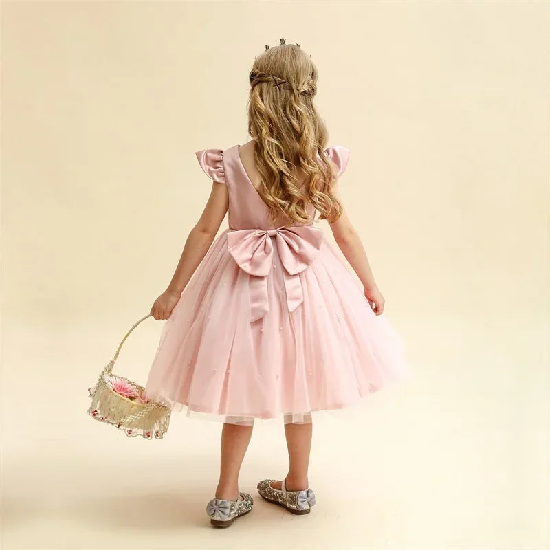 2024 Girls Baby Summer Dress Wedding Birthday Party Fluffy Lace Dress 1-5 Y Toddler Dress Elegant Tutu Vestidos Kids Clothes