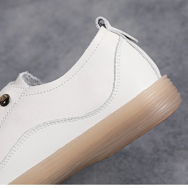 Summer Outdoor Women Jogging Casual Shoes Cow Leather Soft Sole Slip-on Flat Loafers Ladies Sneakers Breathable Walking Trainers