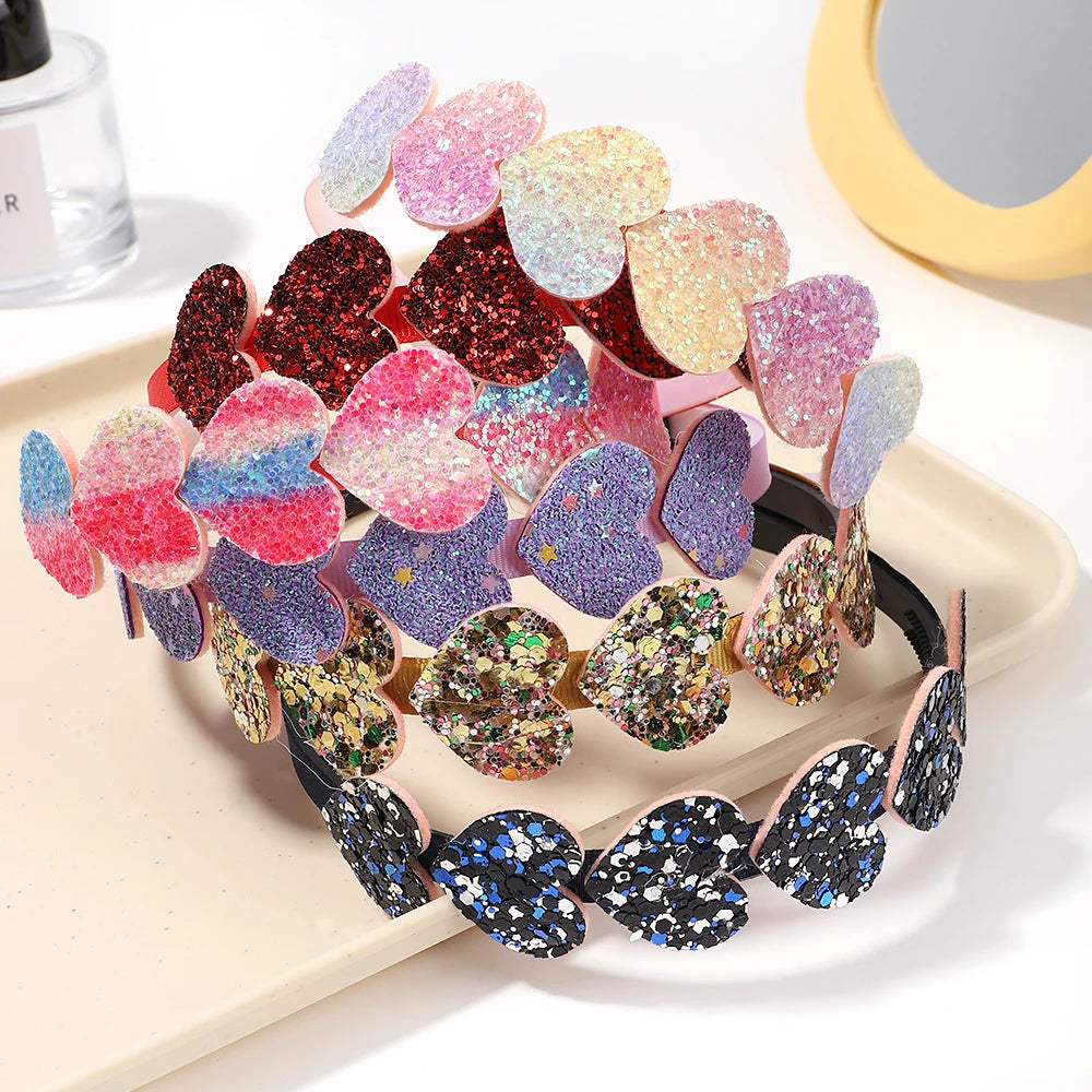 1pcs Fashion Girls Glitter Hair Bands Cute Colors Hair Hoop Hairbands Lovely Bow Stars Headbands for Kids Hair Accessories Gifts