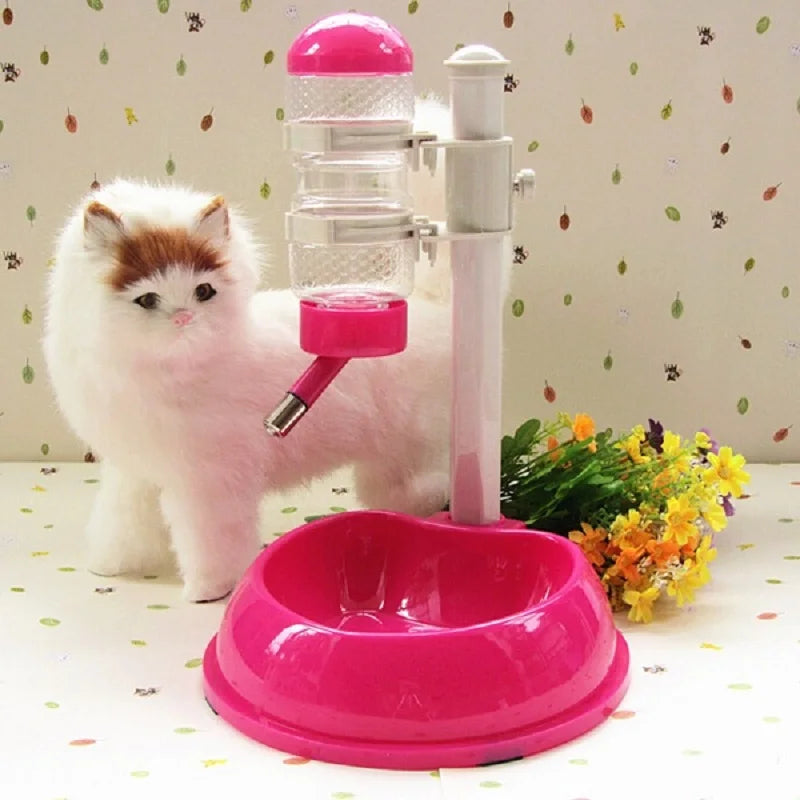 Pet Cat Dog Water Drinker Dispenser Food Stand Hamster Feeder Dish Bowl Bottle Automatic Fountain Drinker 4 Colors