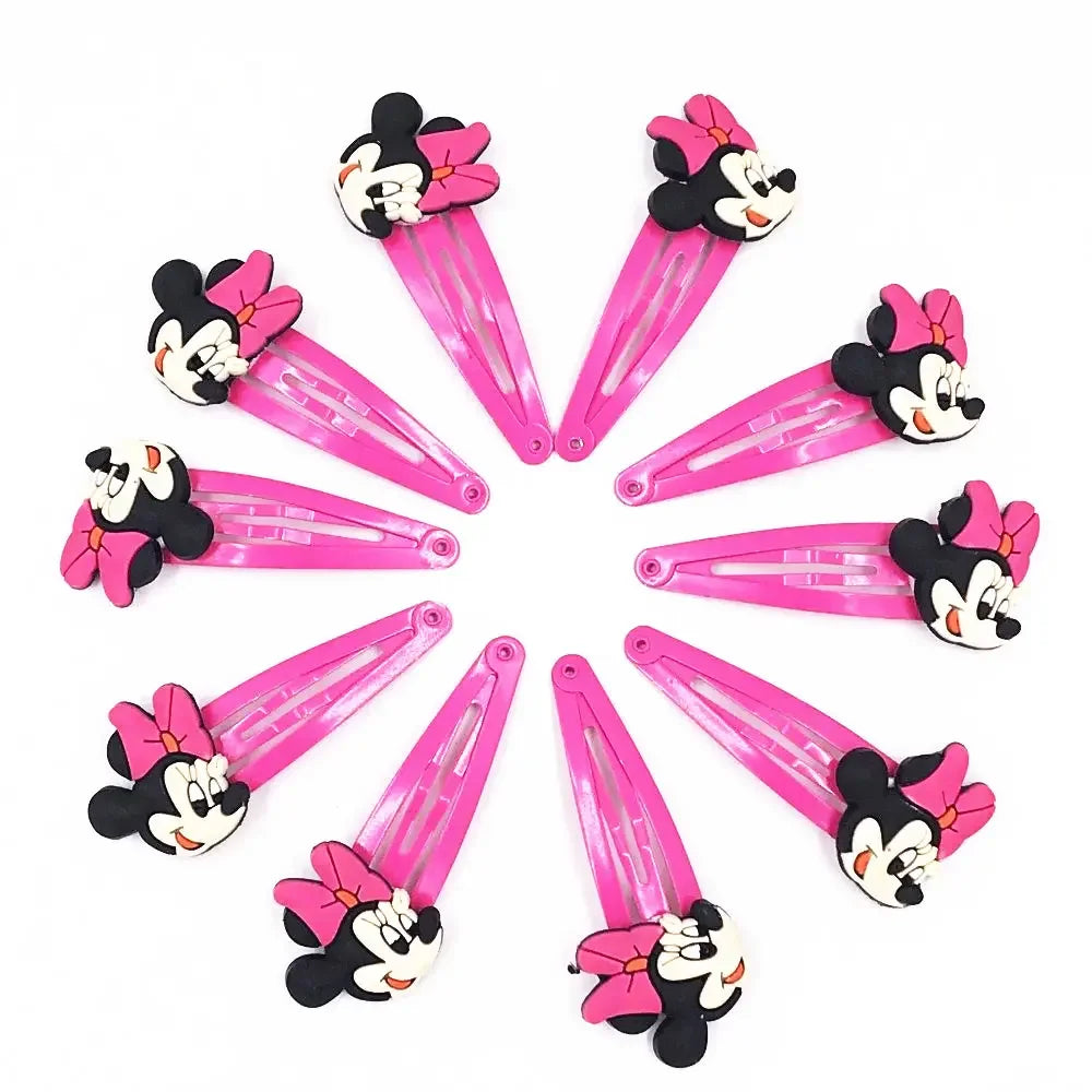 10PCS Mickey Minnie Disney Elastic Hair Rubber Band Headband Hair Accessories Girls Cartoon Hair Gum Hair Bows Korean