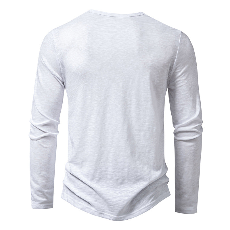 Men's Cotton Button Henley neck Shirt Long Sleeve Casual Button Solid color Fashion T-Shirts