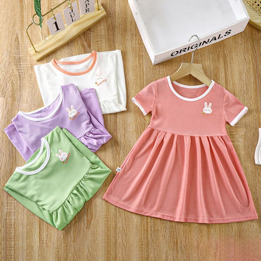 Summer Dress For Girls Cute Short Sleeve Kids Princess Dresses Fashion Toddlers Casual Dress School Costume Children's Clothing