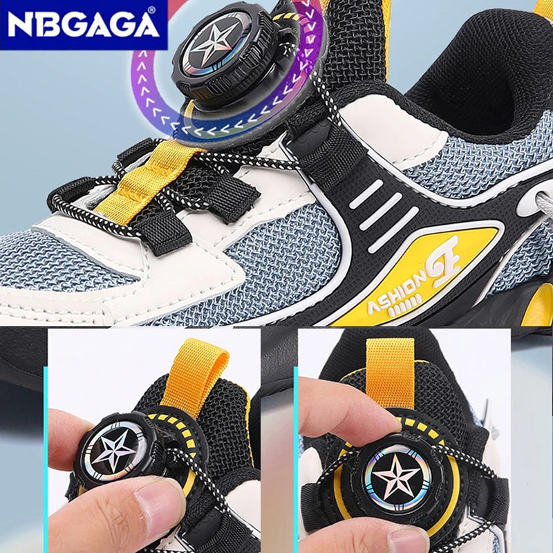 New Anti-skid Breathable Kids Sneakers for Boys Running Walking Lightweight Casual Shoes With Swivel Buckle Design