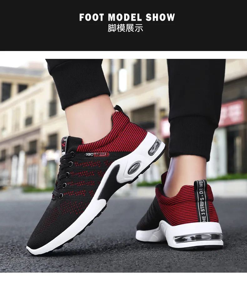 New Trendy Fashion Shoes Men's Breathable Lace-Up Running Shoes Light Casual Sports Wear Resistant Mesh Shoes