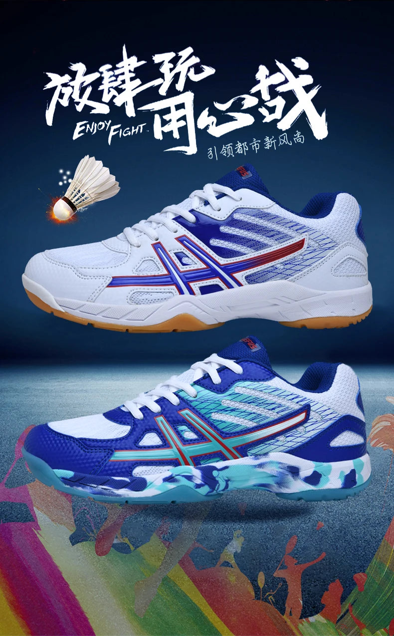 Women and Men Sports Shoes Professional Badminton Shoes Comfortable Breathable Tennis Shoes Shock Absorbing Volleyball Shoes Men