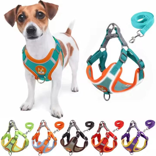 Dogs Adjustable Harness Leash Set for Small Medium Dogs Harness Vest Reflective Puppy Chest Strap Pet Walking Outdoor Supplies