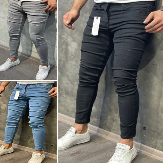 Fashion Men Casual Pants Stretch Jeans Skinny Vintage Wash Plus Size Jean Slim Clothing Male High Quality Hip Hop Denim Trousers