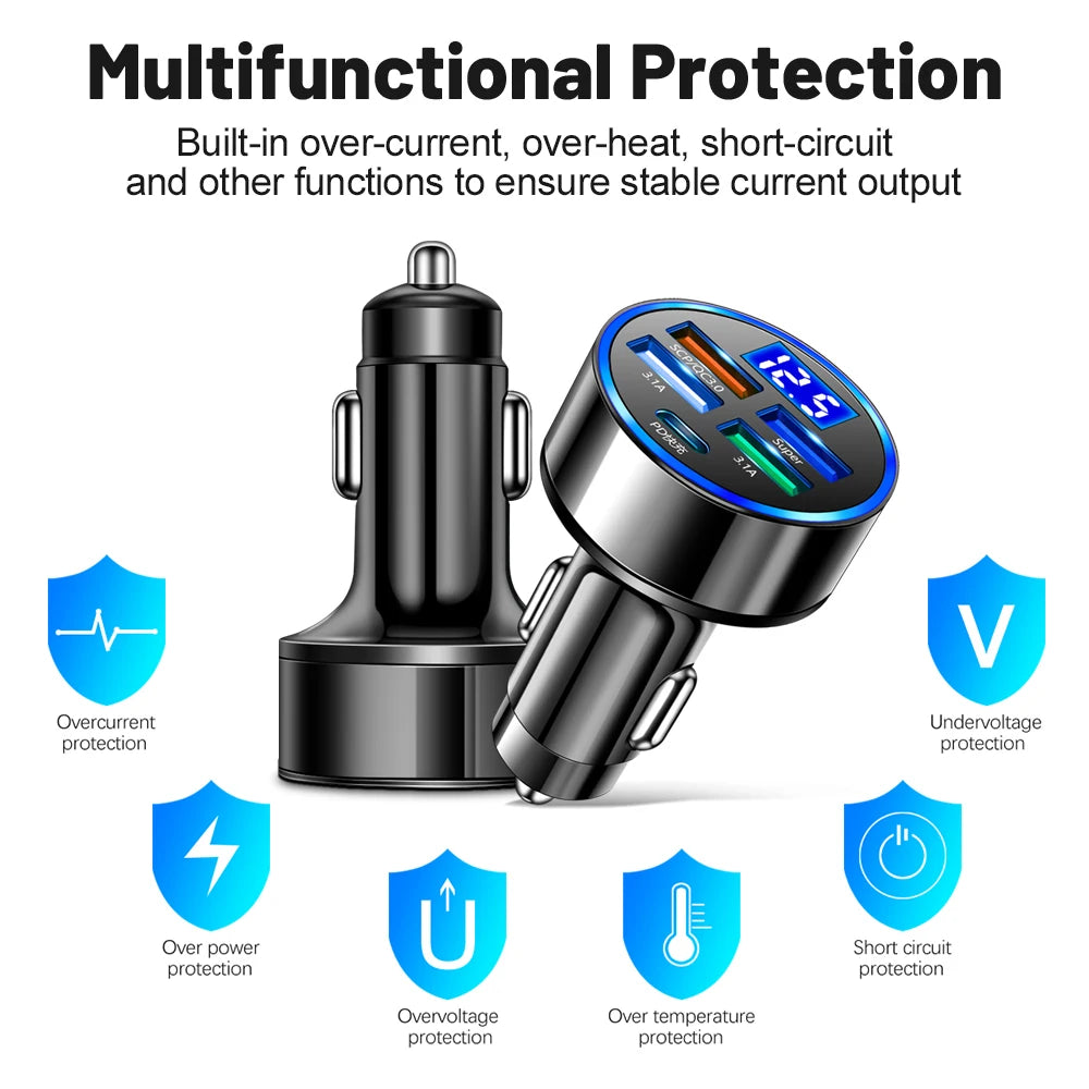 Vumpach 5 Ports USB Car Charge 250W Quick 7A Mini Fast Charging For iPhone 11 Xiaomi Huawei Mobile Phone Charger Adapter in Car