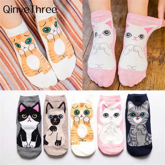 New Women Animal Ankle Socks With Letters Cat Kitten Pet For Elder Children Or Adult Unisex Sokken Novel Gift Dropship