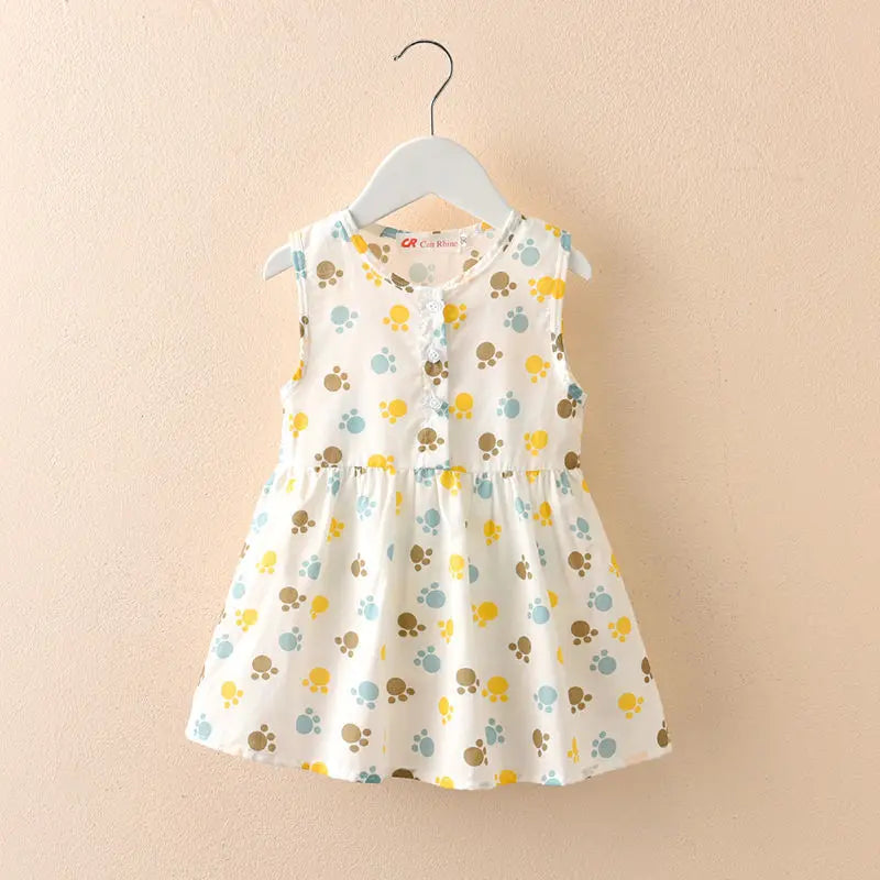 Girls Dress Summer Floral Pattern Children'S Skirt 100% Cotton Sundress Cute Comfortable Baby Beach Wear Kids Casual Clothes