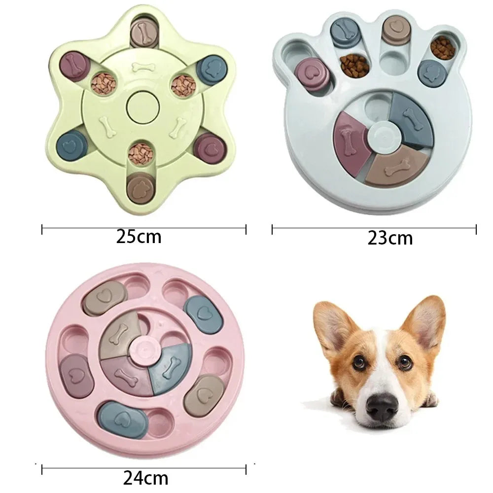 Dog Puzzle Toys Slow Food Dispenser Feeding Interactive Plate Bowl Non-Slip Anti-choking Increase IQ Cat Dogs Training Games