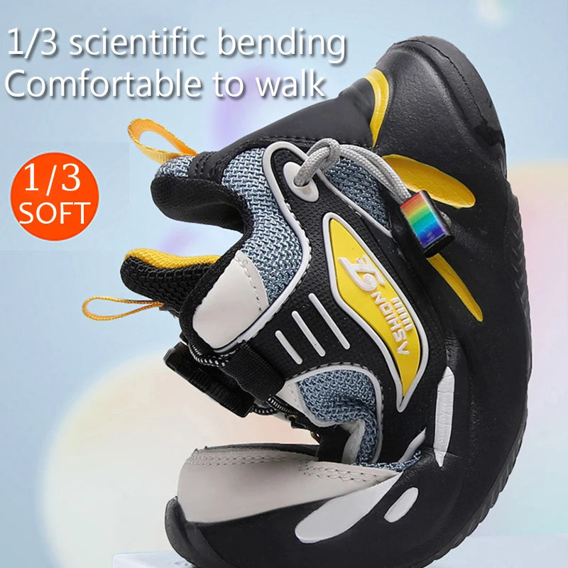 New Anti-skid Breathable Kids Sneakers for Boys Running Walking Lightweight Casual Shoes With Swivel Buckle Design