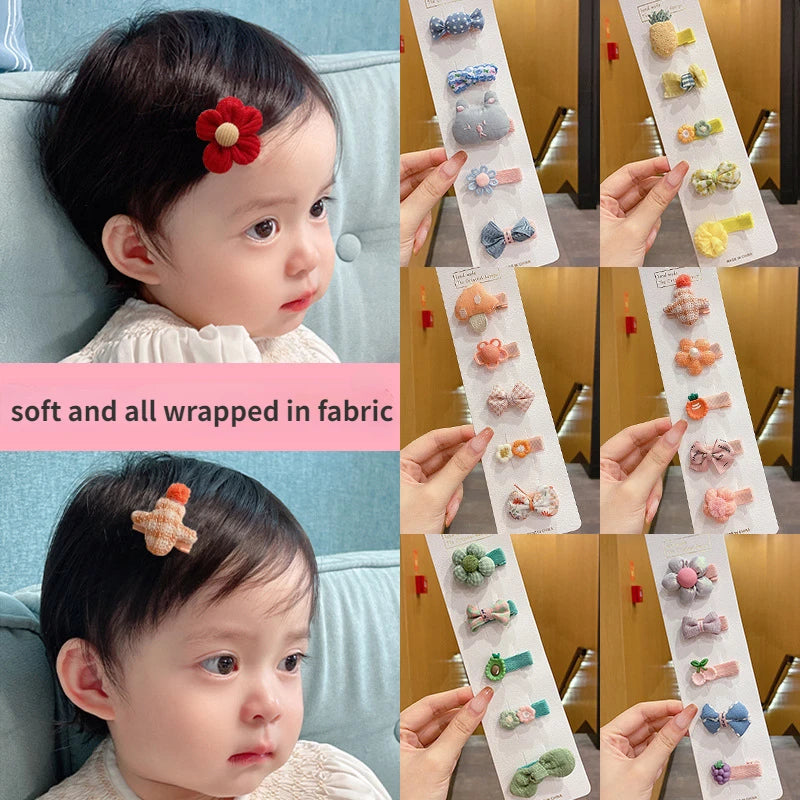 5pcs/set Cute Children Headwear Sweet Style Hair Clip Harmless Hairpin for Girls Baby Hair Accessories Daily Decor