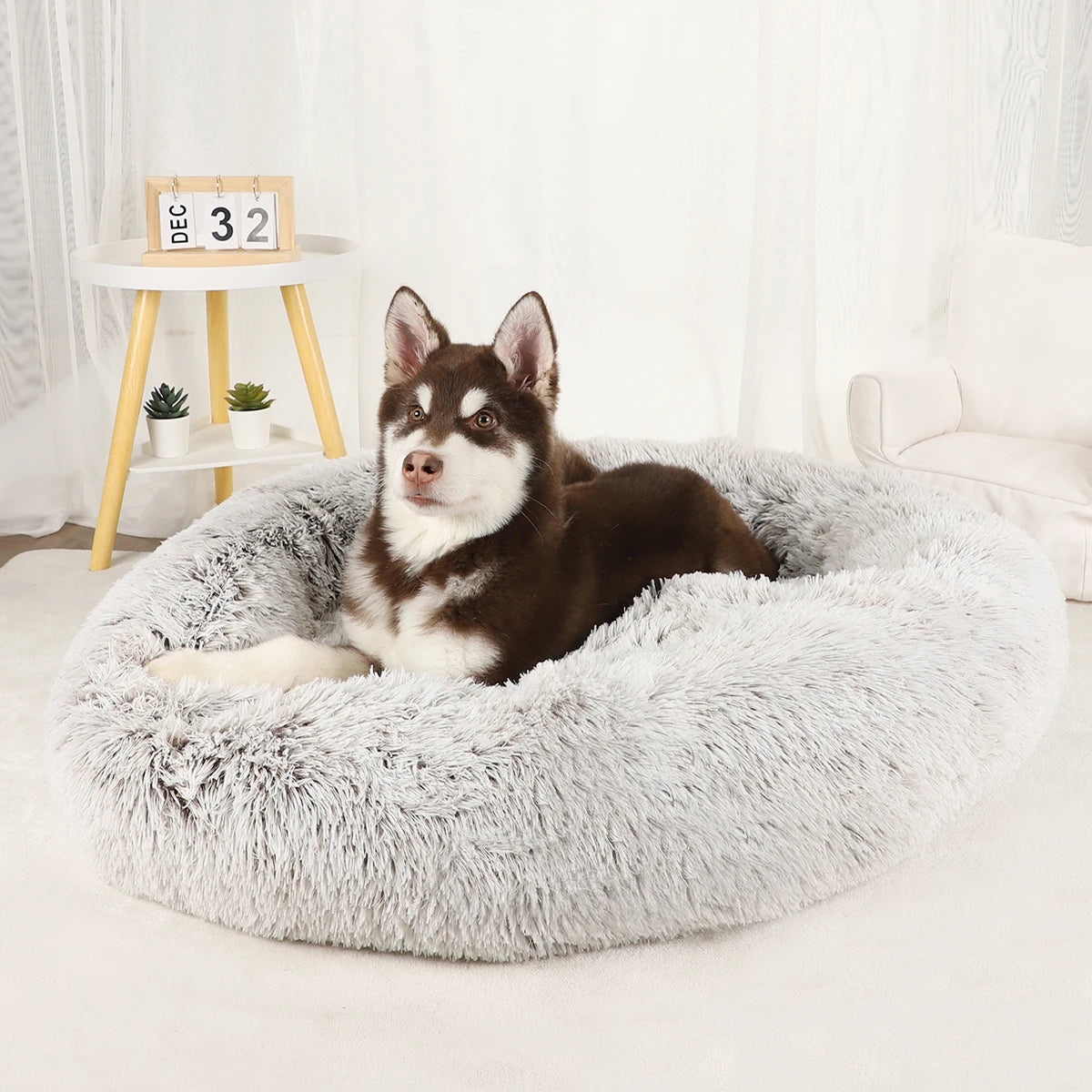 Dog Bed Donut Big Large Round Basket Plush Beds for Dogs Medium Accessories Fluffy Kennel Small Puppy Washable Pets Cat Products