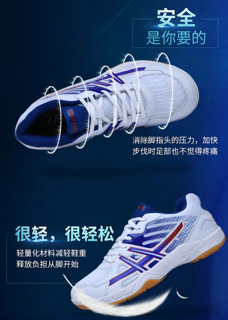 Women and Men Sports Shoes Professional Badminton Shoes Comfortable Breathable Tennis Shoes Shock Absorbing Volleyball Shoes Men