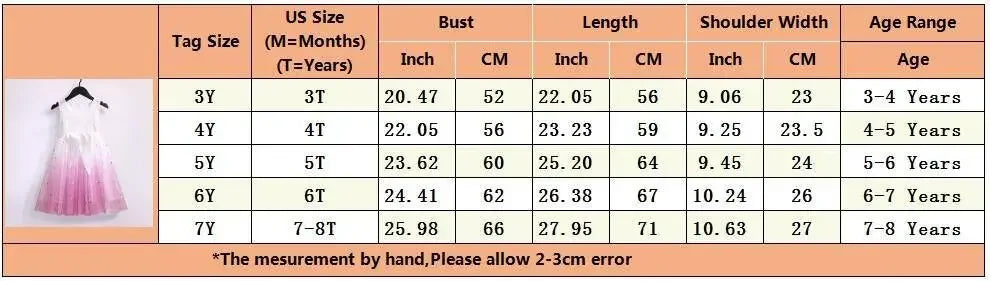 Dress for Kids Girls 2024 New Summer Clothes for 3-8Y Children Clothing Pink Ombre Princess Casual Dress for Birthday Party Wear