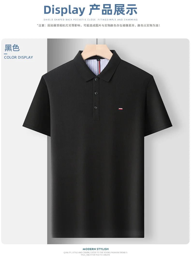 Men's Short Sleeved T-shirt 100 Pure Cotton Polo Shirt With Embroidered Collar, Heavy-duty And Versatile Half Sleeved Men's Shir