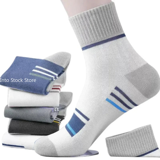 Men's Pure Cotton Socks Spring Striped Casual Socks Men's Anti-odor Antibacterial Business Socks High Quality Sports Sock Meias