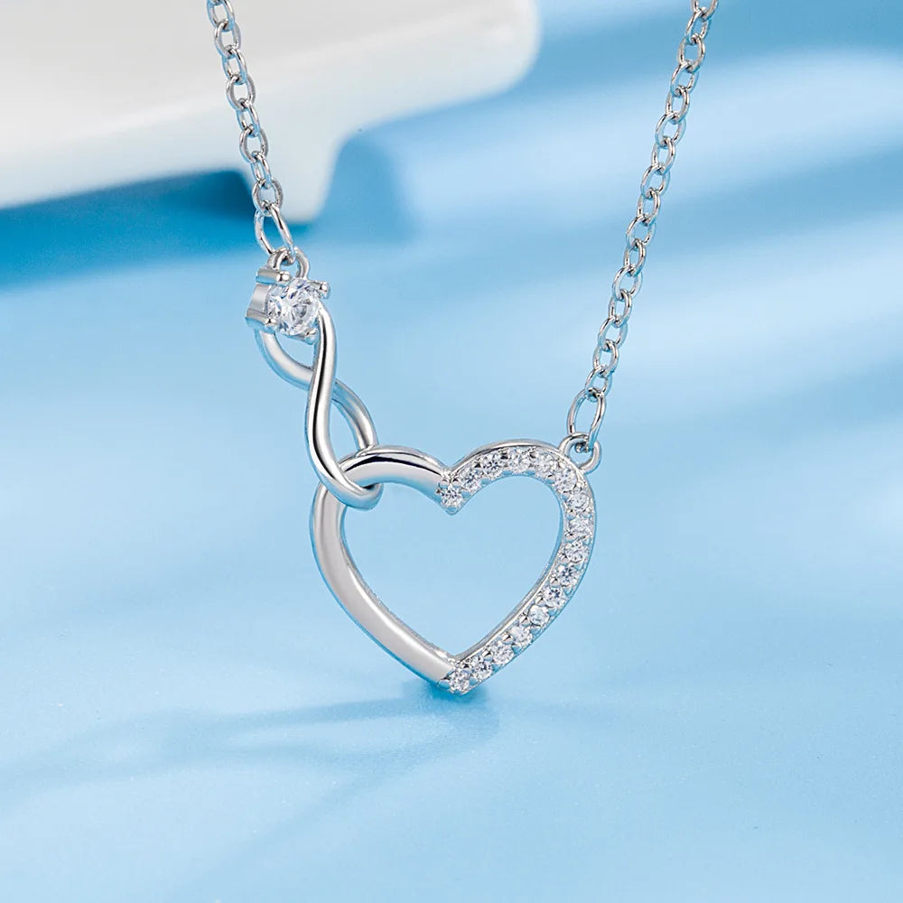 S925 Sterling Silver Love Clavicle Chain Premium Artificial Diamond Clavicle Chain Necklace Women's Luxury Quality Jewelry Gift