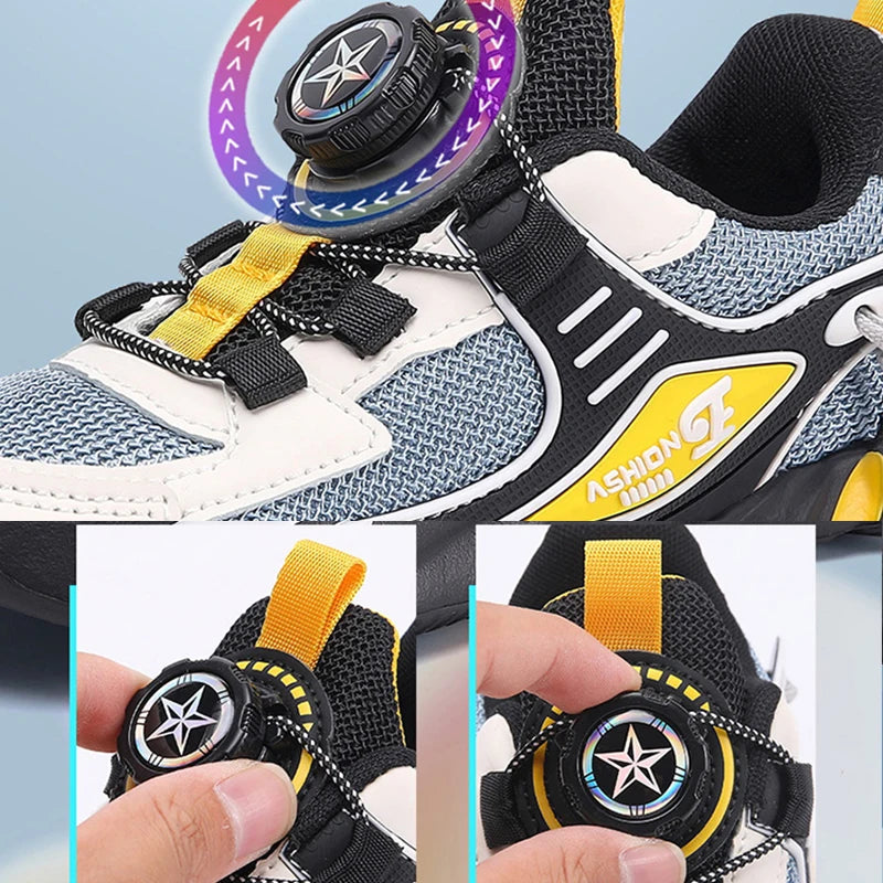 New Anti-skid Breathable Kids Sneakers for Boys Running Walking Lightweight Casual Shoes With Swivel Buckle Design