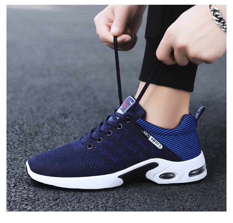 New Trendy Fashion Shoes Men's Breathable Lace-Up Running Shoes Light Casual Sports Wear Resistant Mesh Shoes