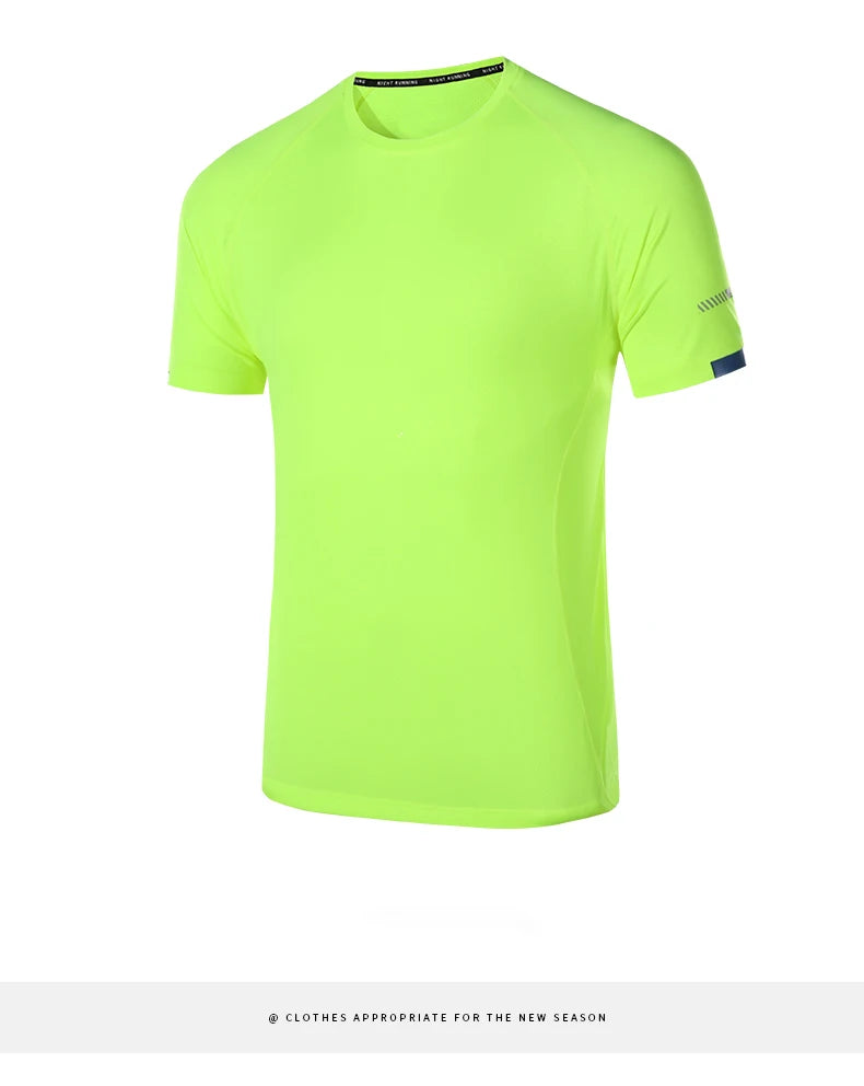 Men's Quick Dry Short Sleeve Gym Running Moisture Wicking Round Neck T-Shirt Training Exercise Gym Sport Shirt Tops Lightweight