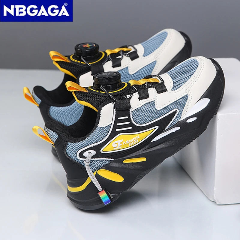 New Anti-skid Breathable Kids Sneakers for Boys Running Walking Lightweight Casual Shoes With Swivel Buckle Design