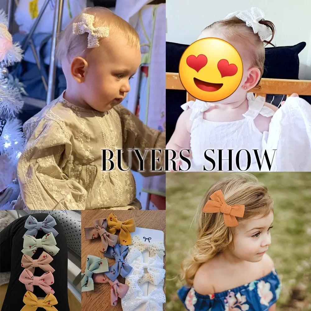 4/5Pcs/Set Girls Cute Print Hairpins for Kids Children Sweet Hair Clip Barrettes Cotton Bow Baby Hair Accessories Gift Wholesale