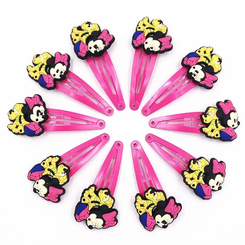 10PCS Mickey Minnie Disney Elastic Hair Rubber Band Headband Hair Accessories Girls Cartoon Hair Gum Hair Bows Korean