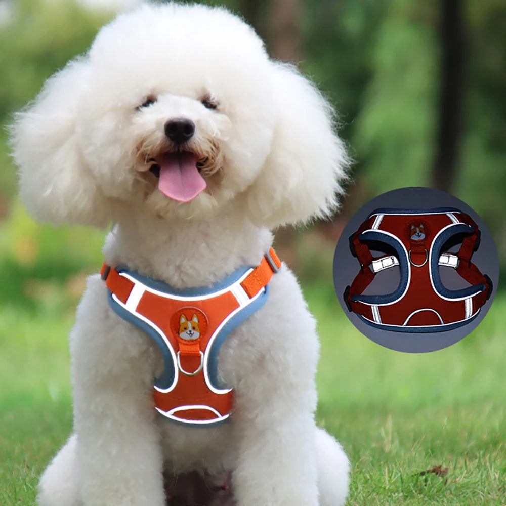 Dogs Adjustable Harness Leash Set for Small Medium Dogs Harness Vest Reflective Puppy Chest Strap Pet Walking Outdoor Supplies